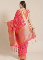 Designer Saree Woven Viscose in Rose Pink