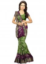 Designer Traditional Saree Fancy Art Silk in Green and Purple