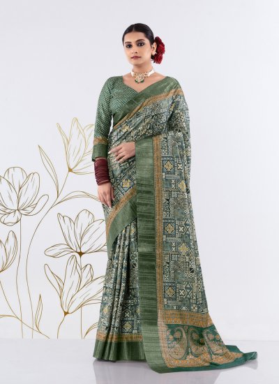 Designer Traditional Saree Fancy Silk in Green