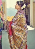 Designer Traditional Saree Handwork Patola Silk  in Red