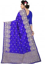 Designer Traditional Saree Resham Art Silk in Blue
