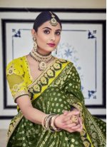 Designer Traditional Saree Resham Silk in Green