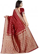 Designer Traditional Saree Weaving Art Silk in Maroon
