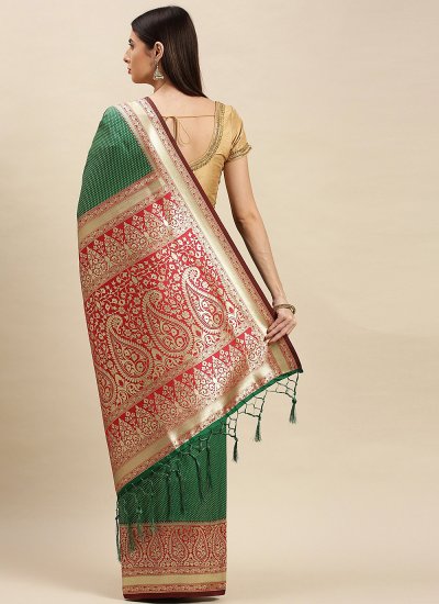 Designer Traditional Saree Weaving Banarasi Silk in Green