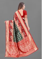 Designer Traditional Saree Weaving Silk in Green and Red