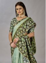 Desirable Green Digital Print Jacquard Silk Classic Designer Saree