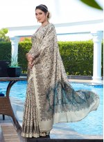 Desirable Grey Pashnima Silk Trendy Saree