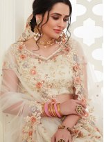 Desirable Off White Embroidered Banglori Silk Bollywood Lehenga Choli