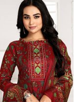 Desirable Red Pashmina Trendy Salwar Kameez