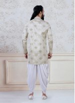 Dhoti Kurta Embroidered Silk in Cream
