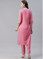 Digital Print Poly Rayon Party Wear Kurti in Pink