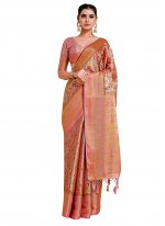 Dignified Brown Zari Kanjivaram Silk Classic Designer Saree