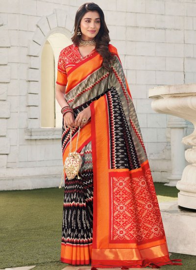Dignified Multi Colour Border Silk Contemporary Saree