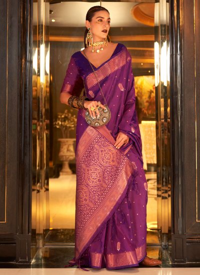 Dignified Purple Ceremonial Classic Saree