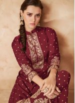 Dilettante Faux Georgette Embroidered Designer Palazzo Suit