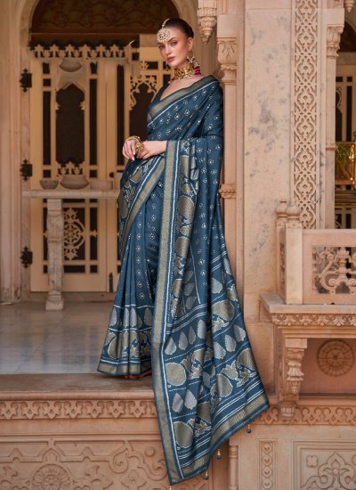 Distinctive Banarasi Silk Woven Teal Trendy Saree