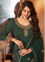 Distinctive Faux Georgette Embroidered Straight Salwar Suit