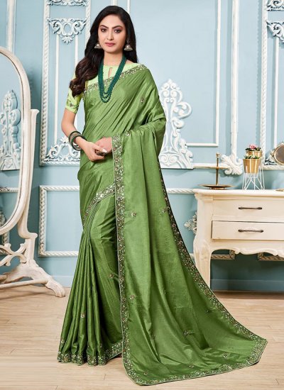 Distinctive Green Trendy Saree