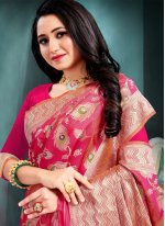 Distinctive Hot Pink Weaving Designer Traditional Saree