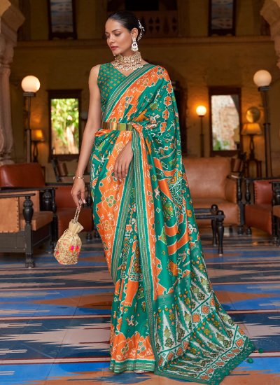 Distinctive Patola Silk  Swarovski Designer Saree