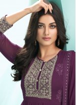 Distinctive Purple Embroidered Readymade Anarkali Salwar Suit