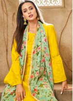 Distinctive Yellow Festival Churidar Designer Suit
