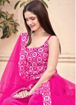Distinctively Faux Georgette Fancy Hot Pink Designer Pakistani Suit