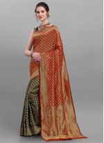 Distinctively Green and Red Weaving Shaded Saree