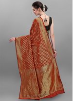 Distinctively Green and Red Weaving Shaded Saree