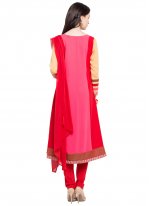 Distinctively Pink and Red Embroidered Readymade Anarkali Salwar Suit