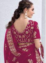 Distinctively Shimmer Embroidered Rani Saree
