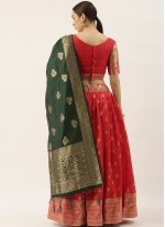 Distinctively Weaving Red Banarasi Silk Lehenga Choli