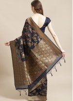 Distinctively Weaving Silk Navy Blue Traditional Saree