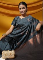 Distinguishable Banarasi Silk Grey Weaving Saree