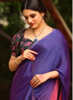 Divine Blue and Pink Shaded Saree