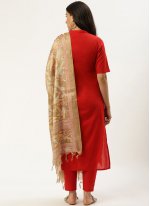 Divine Cotton Fancy Red Readymade Suit