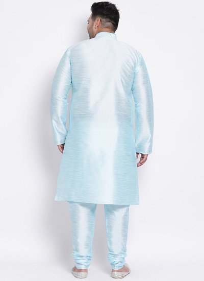 
                            Dupion Silk Aqua Blue Kurta Pyjama
