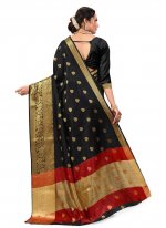 Dupion Silk Designer Traditional Saree in Black