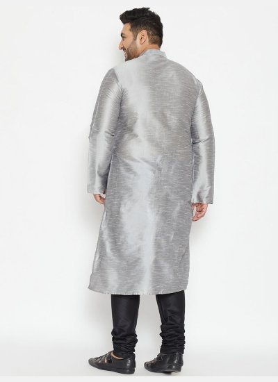 Dupion Silk Kurta Pyjama in Grey