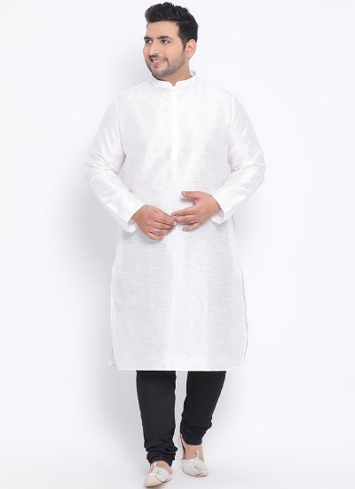 Dupion Silk Kurta Pyjama in White