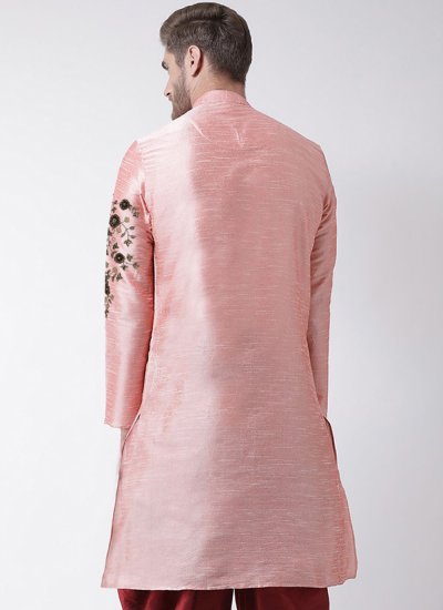 Dupion Silk Pink Embroidered Angrakha