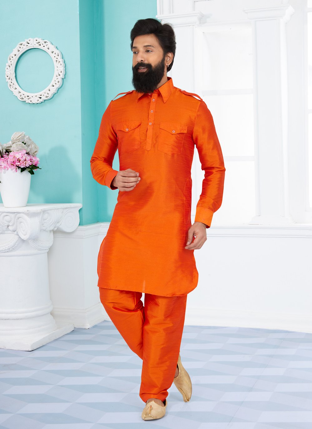 Kurta pajama orange discount colour