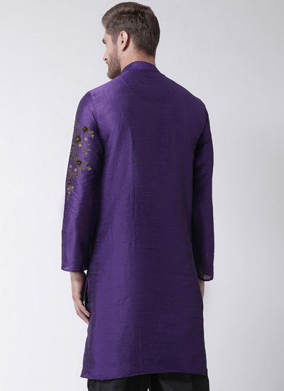 Dupion Silk Violet Embroidered Angrakha