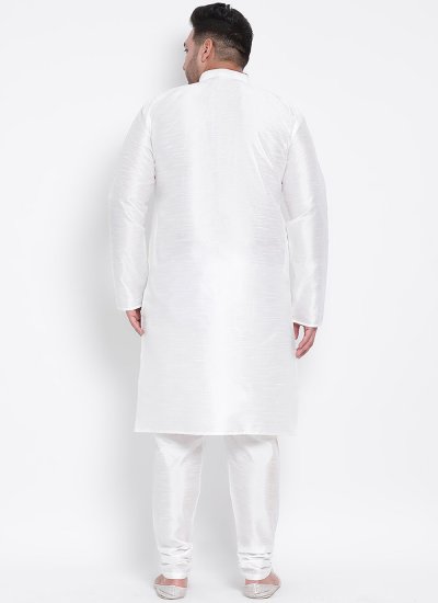
                            Dupion Silk White Kurta Pyjama