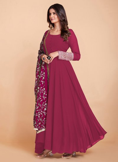 Elegant Hot Pink Mehndi Readymade Gown