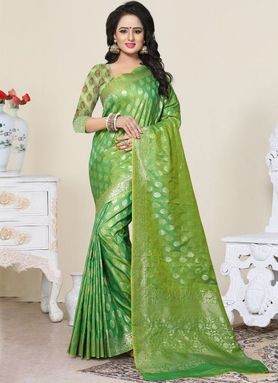 Elegant Weaving Green Designer Traditional Saree