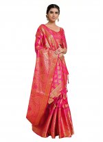 Elite Kanjivaram Silk Pink Zari Classic Designer Saree