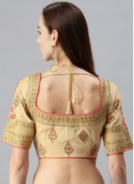 Embroidered Art Silk Designer Blouse in Beige