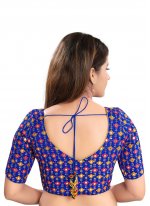 Embroidered Brocade Designer Blouse in Blue