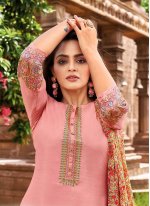 Embroidered Chanderi Cotton Designer Salwar Kameez in Pink